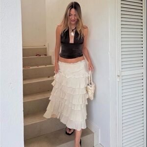 ZARA RUFFLED MIDI SKIRT ZW COLLECTION